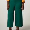 Scuba Jersey Crepe Trousers Dark Green Clearance