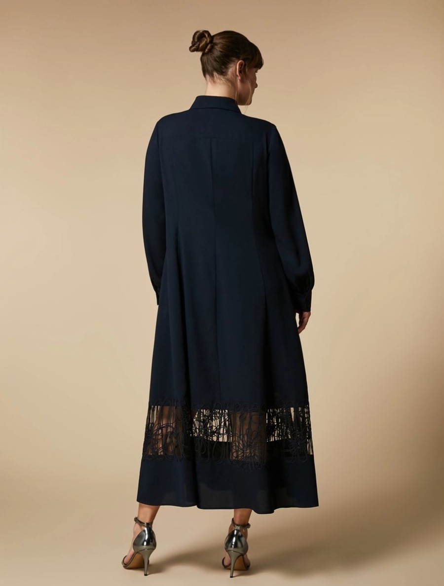 Embroidered Crepe Shirt Dress Midnightblue Online