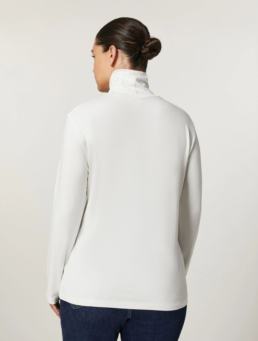 Viscose Jersey Polo-Neck Sweater White Hot