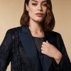 Macrame Lace Blazer Jacket Dark Navy Hot