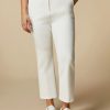 Flared Cotton-Blend Trousers White Clearance