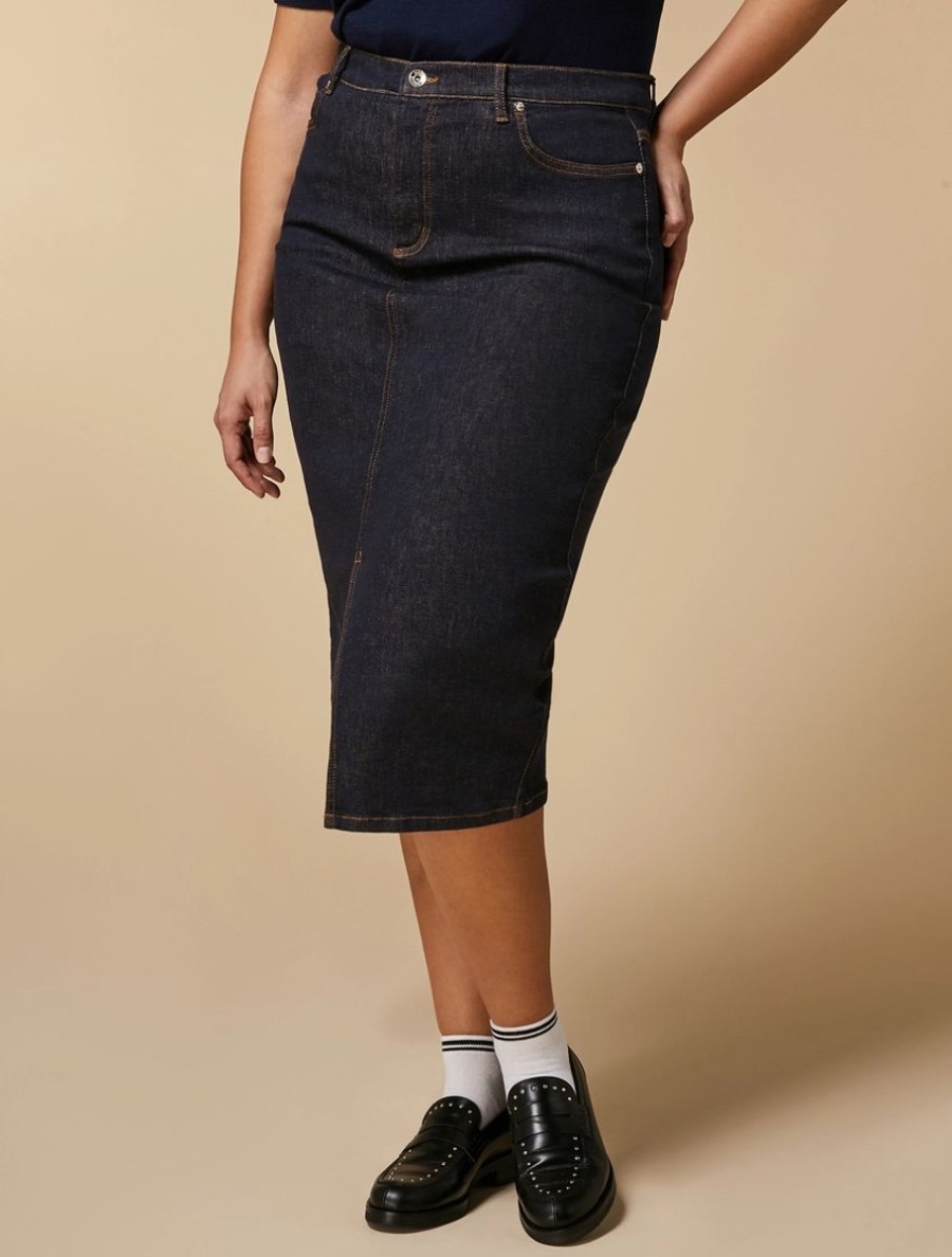 Denim Midi Skirt Dark Navy Best