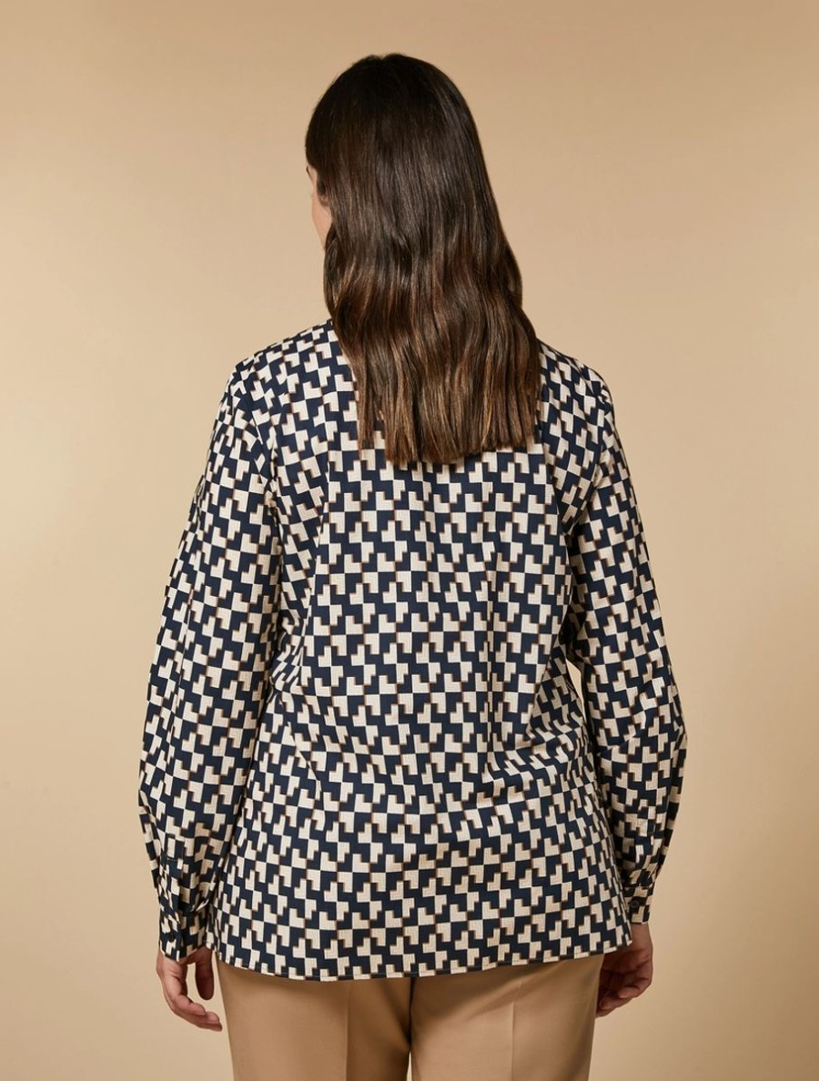 Printed Poplin Shirt Dark Navy Clearance