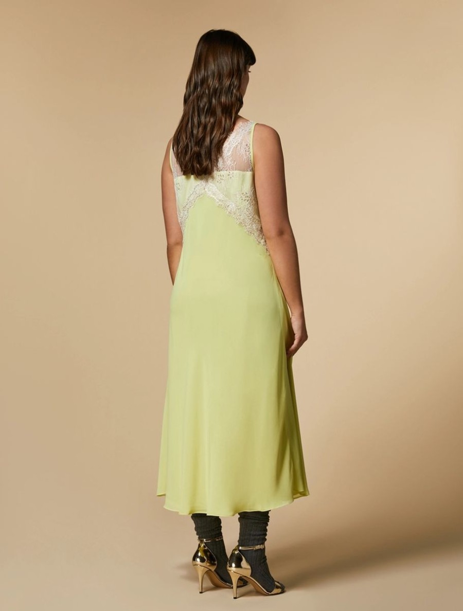 Georgette And Lace Dress Yellow Online