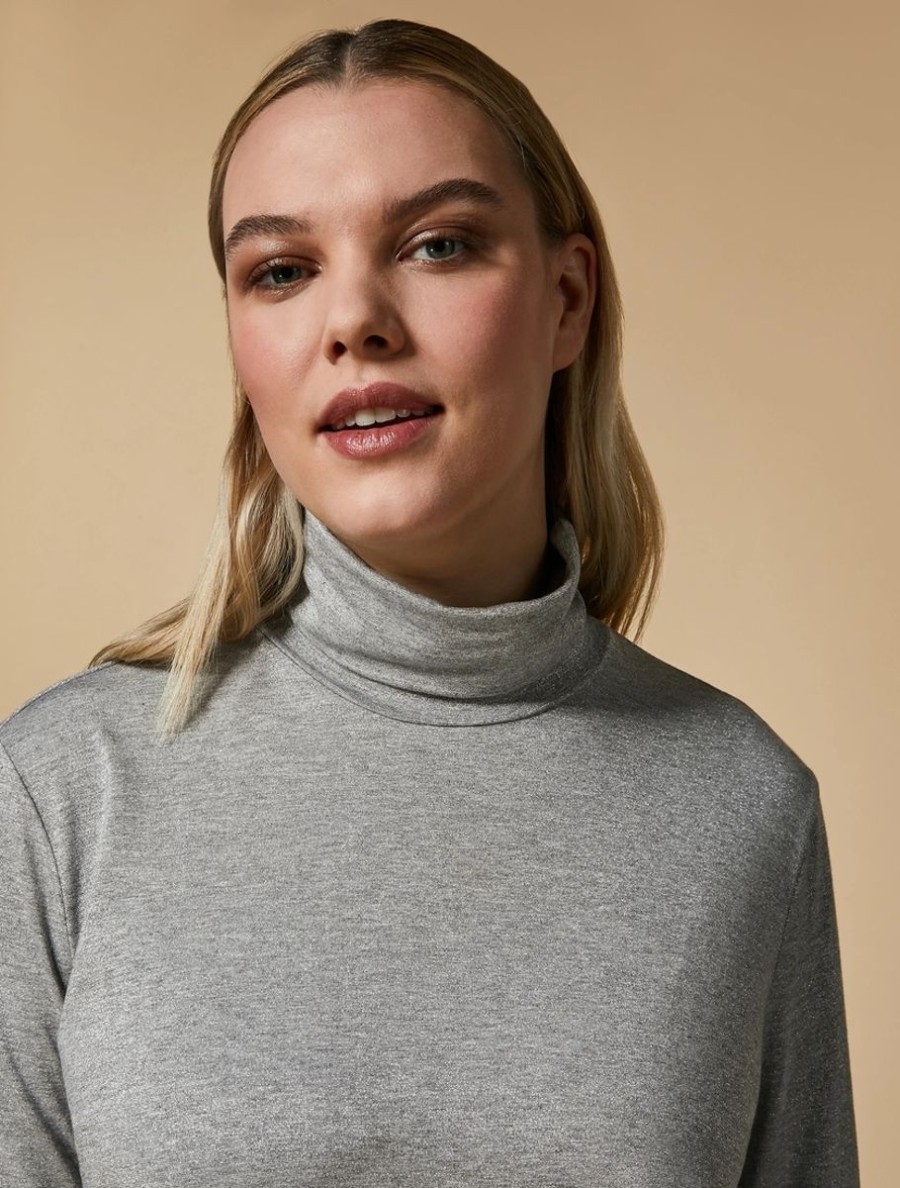 Jersey Polo-Neck Sweater Light Grey Hot