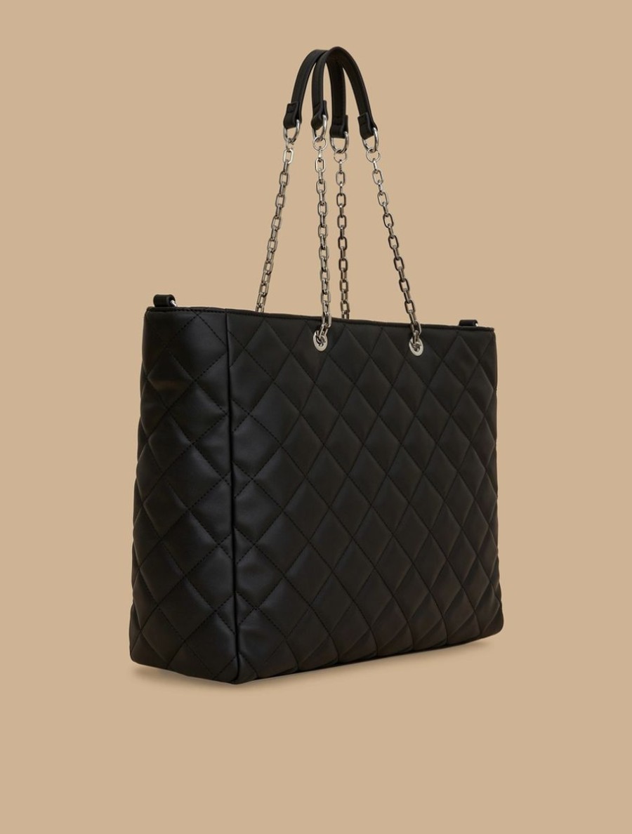 Quilted Shopping Tote Black Best