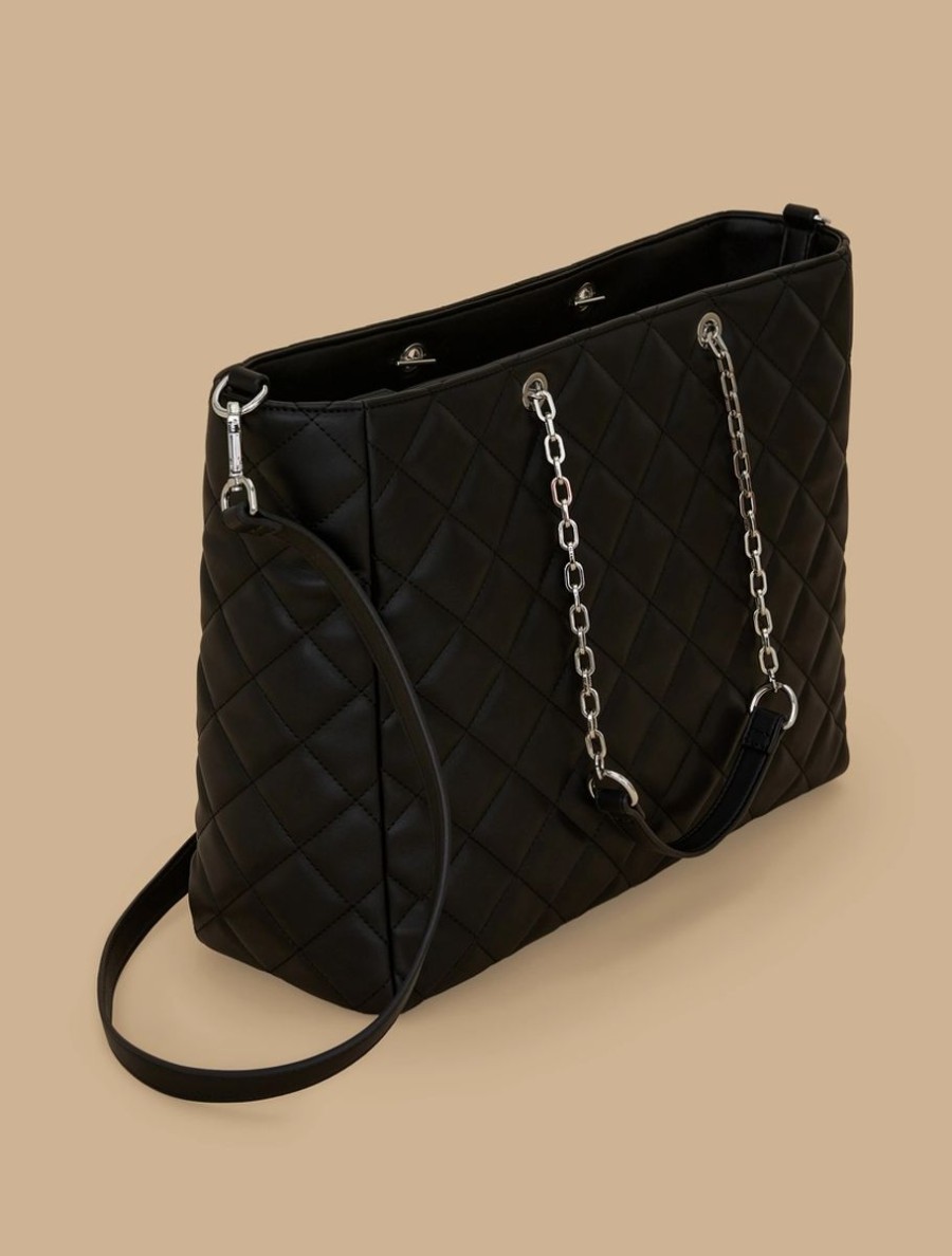 Quilted Shopping Tote Black Best