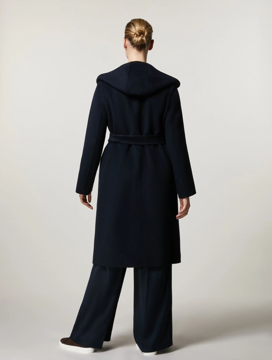 Double-Faced Wool-Blend Coat Dark Navy New