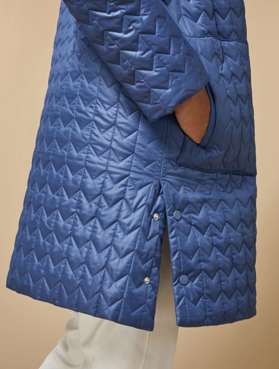 Quilted Houndstooth Down Jacket Ski Blue Clearance