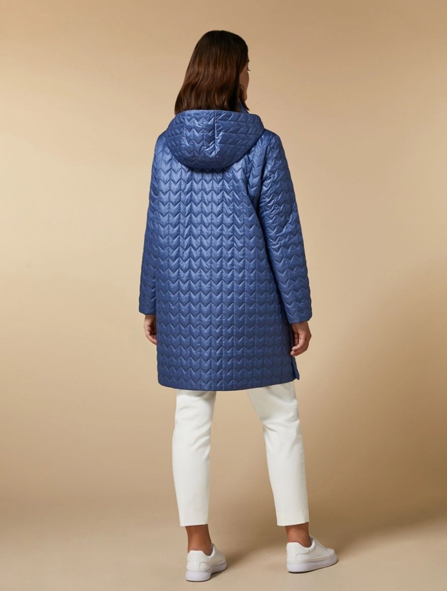 Quilted Houndstooth Down Jacket Ski Blue Clearance