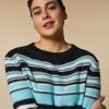 Striped Cotton Sweater Navy Clearance