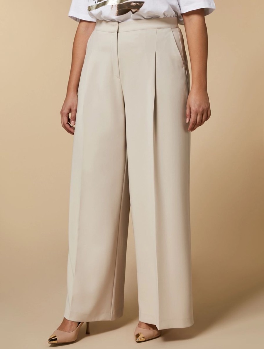 Triacetate Palazzo Trousers Beige New