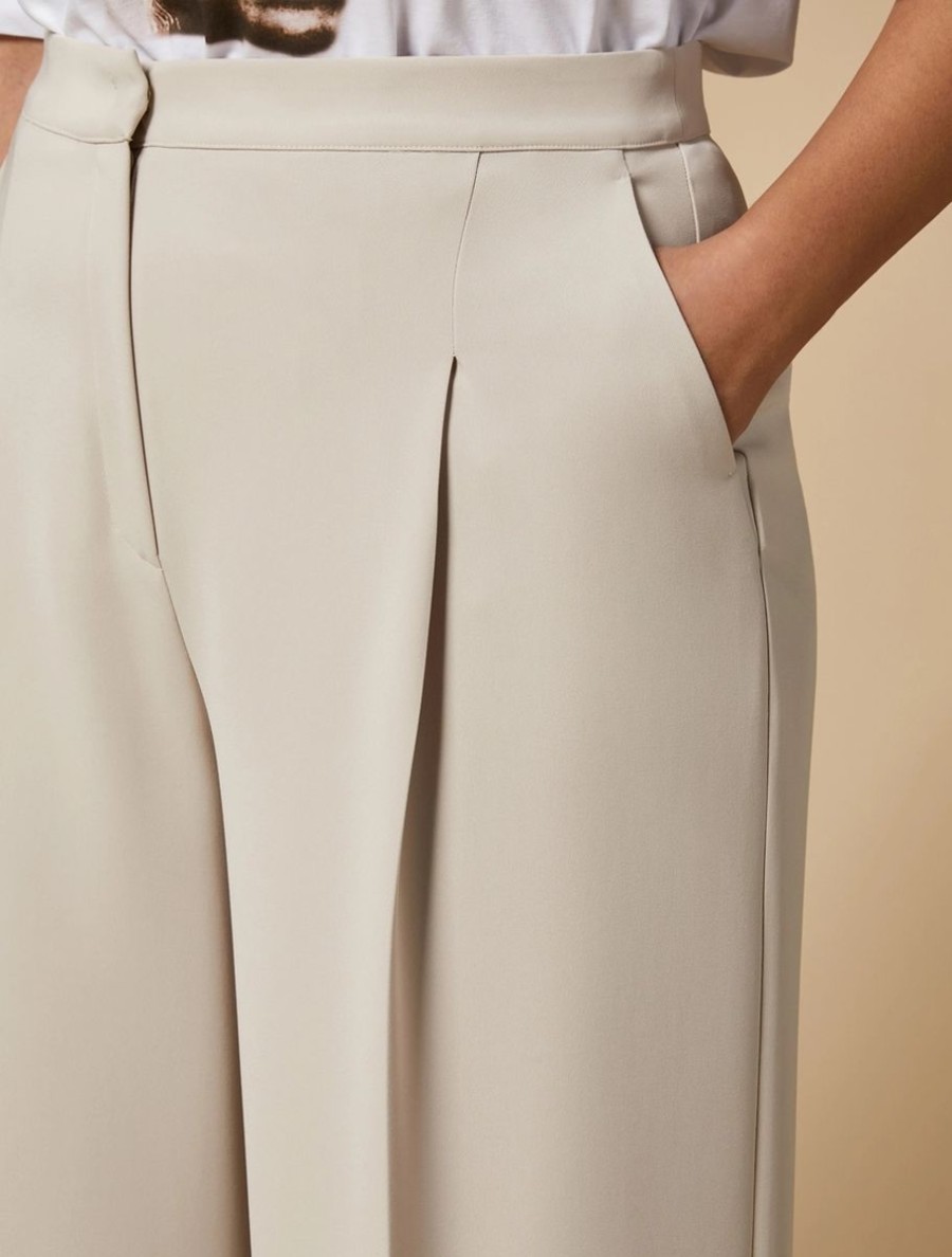 Triacetate Palazzo Trousers Beige New