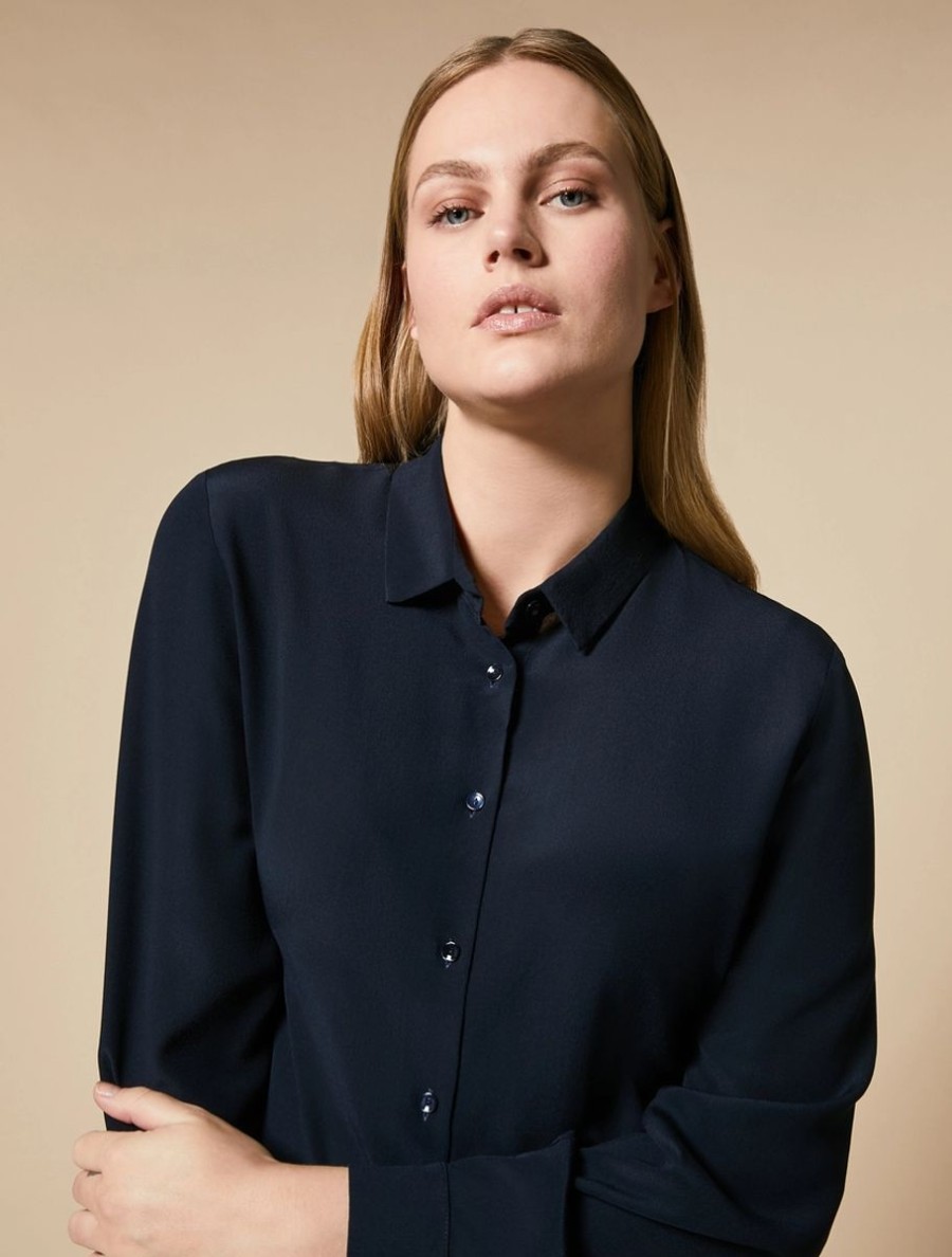 Silk Shirt Dark Navy Best