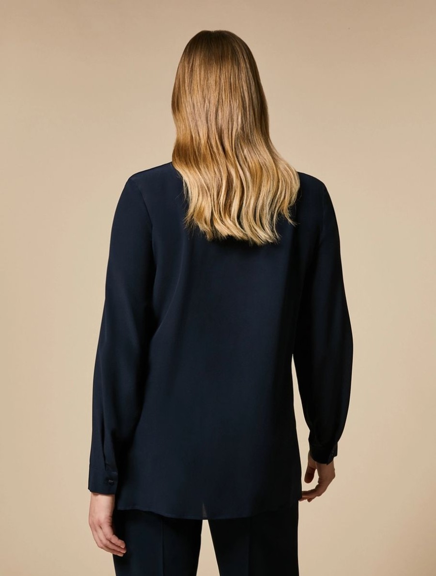 Silk Shirt Dark Navy Best