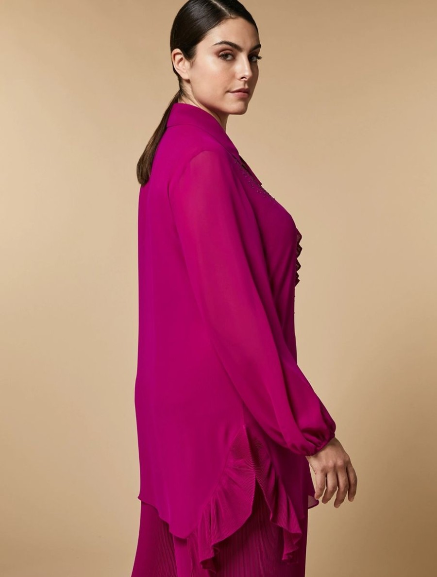 Crystal-Embellished Georgette Tunic Fuchsia Clearance