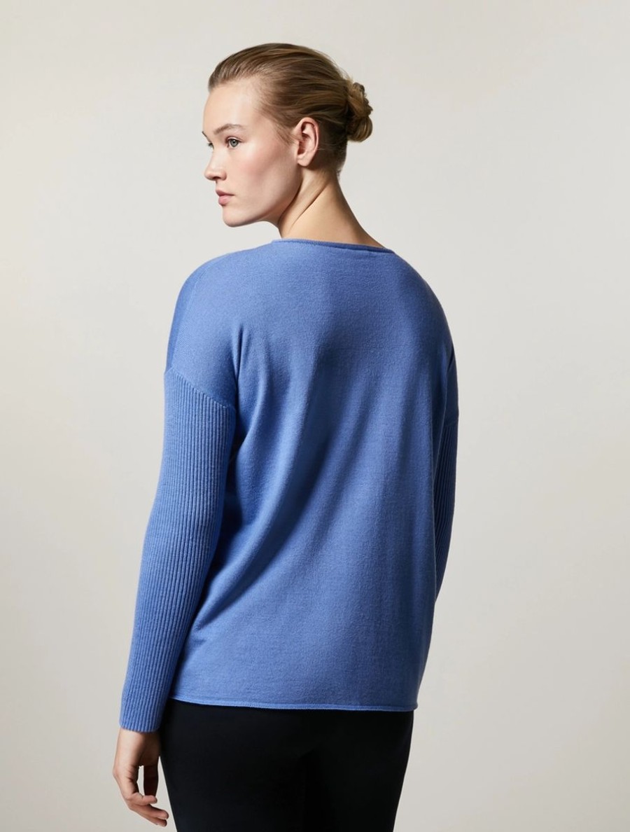 Merino Wool-Blend Sweater Ski Blue Clearance