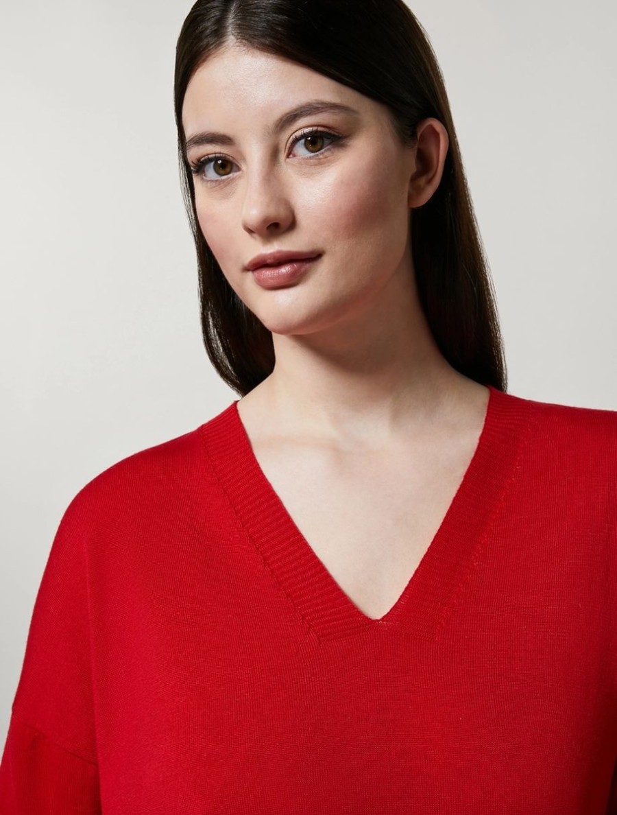 Merino Wool Sweater Red Clearance