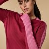 Wool Blend-Knit Dress Fuchsia New