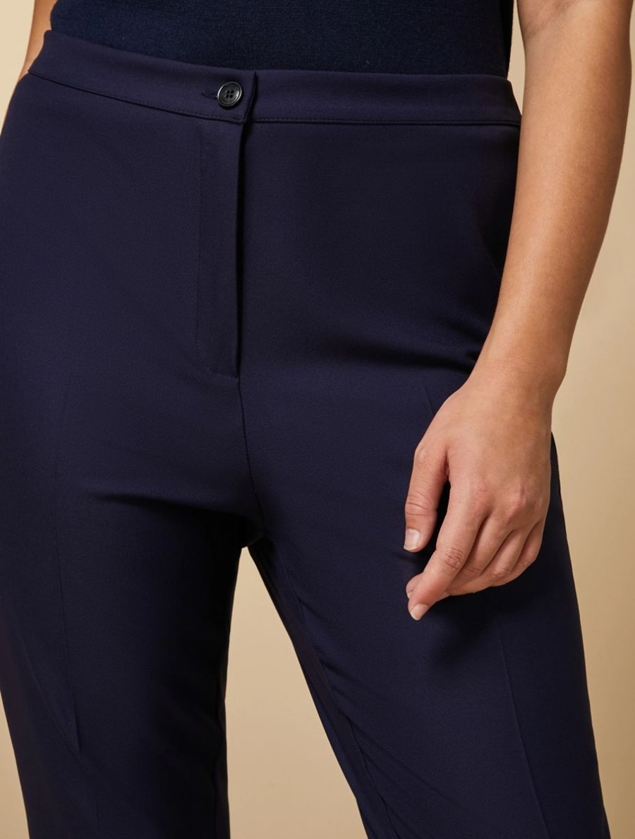 Flared Viscose-Blend Trousers Dark Navy Hot