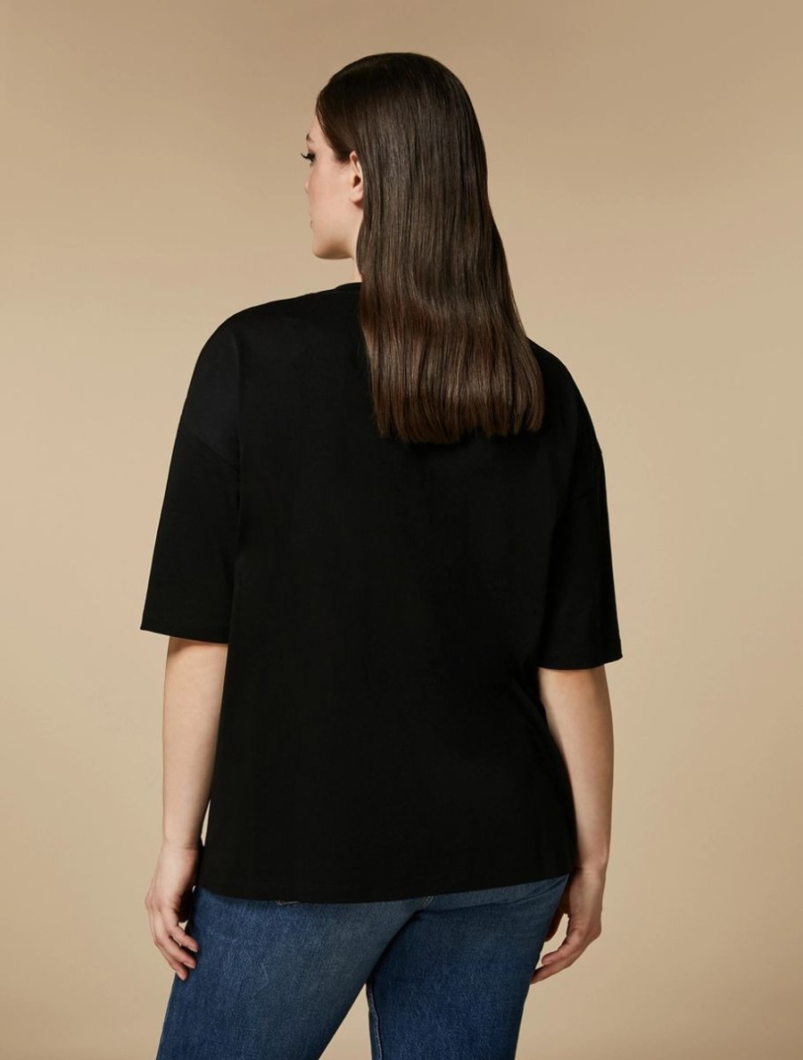 Print-Adorned Jersey T-Shirt Black Online