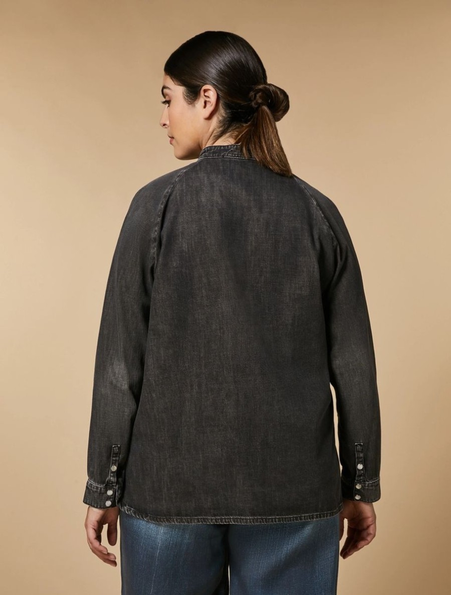 Denim Blouse Dark Grey Hot