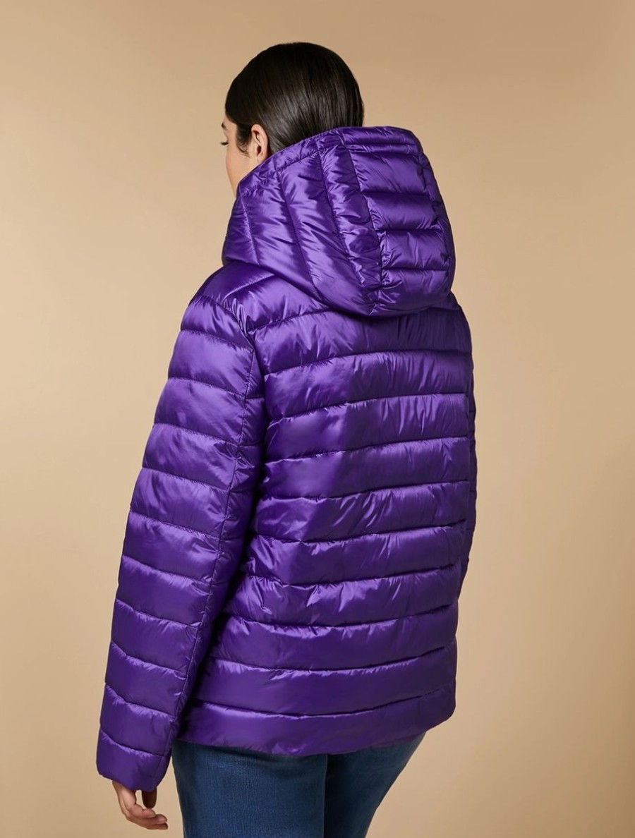 Water-Repellent Quilted Down Jacket Purple New