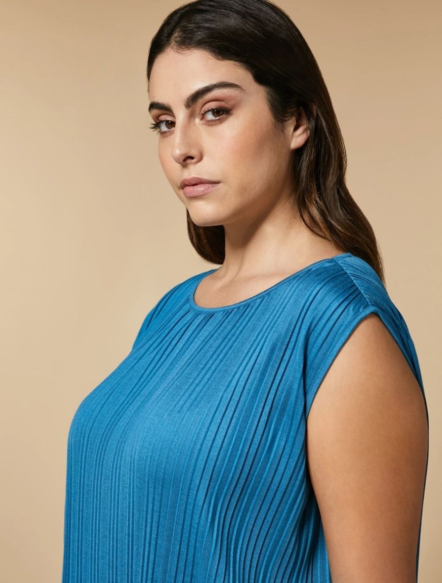 Pleated Jersey Dress Torquoise Wholesale