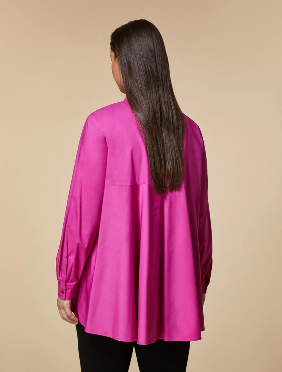 Long Cotton Poplin Shirt Fuchsia Clearance