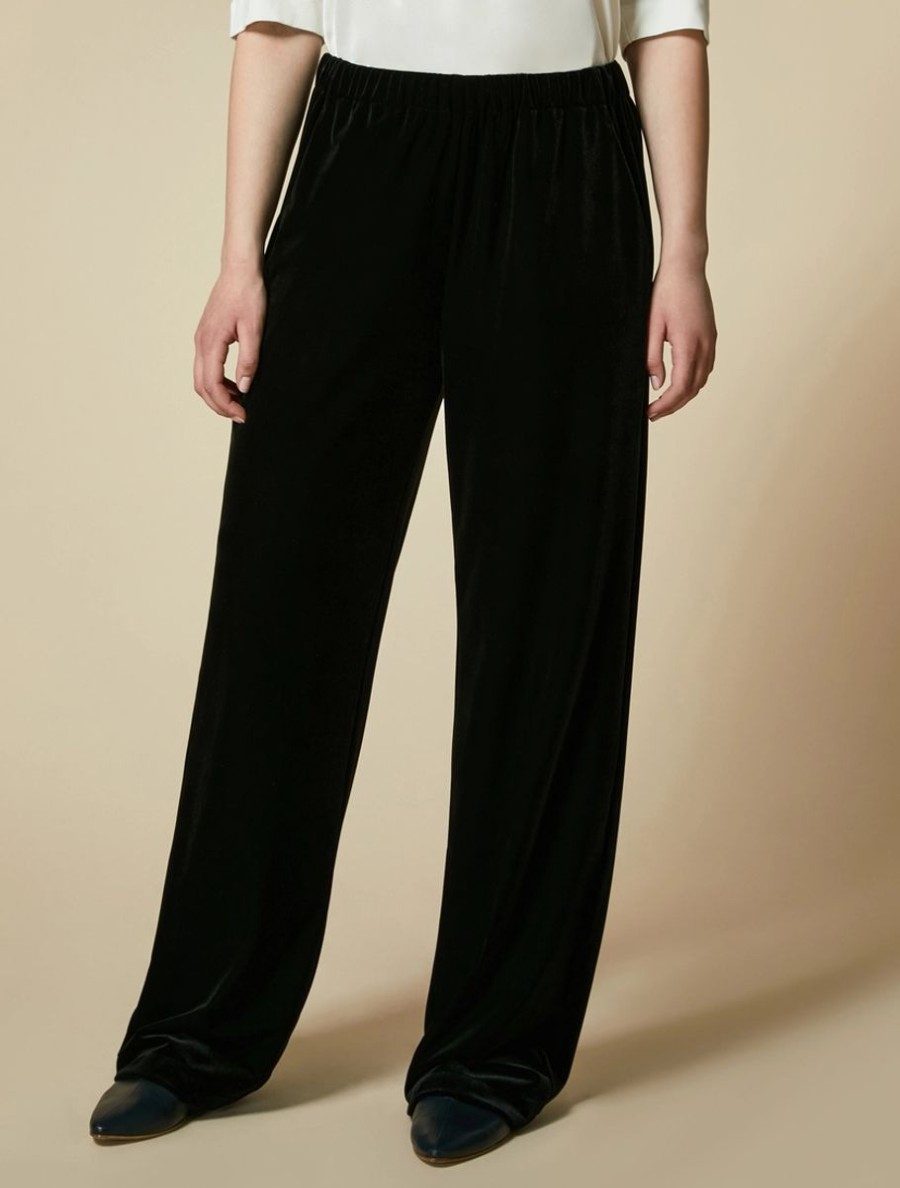 Velvet Jersey Trousers Black Hot