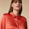 Satin Shirt Coral Hot