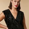 Embroidered Velvet Dress Black Best