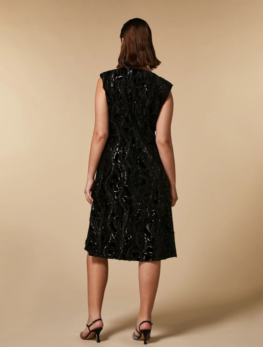 Embroidered Velvet Dress Black Best