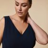 Triacetate Sheath Dress Dark Navy New