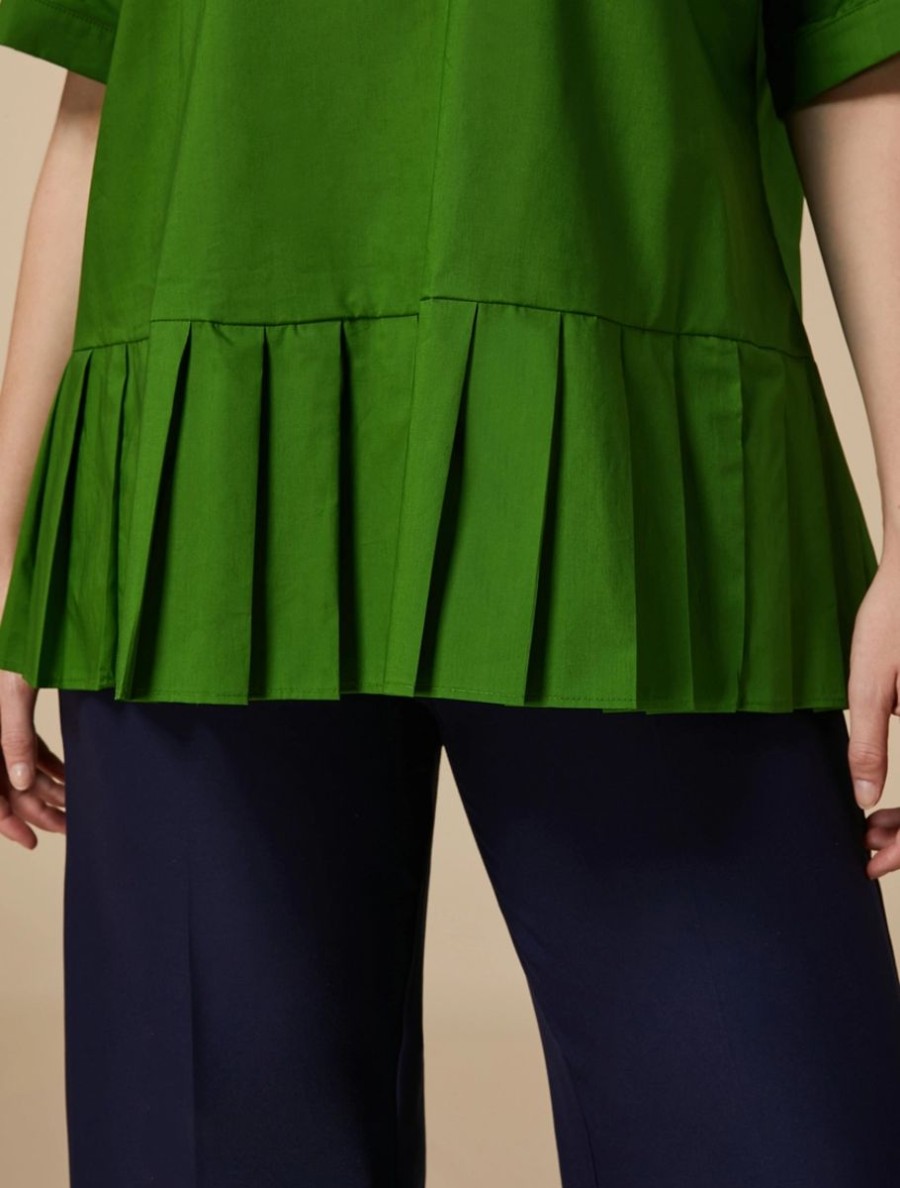 Cotton Poplin Blouse Green New