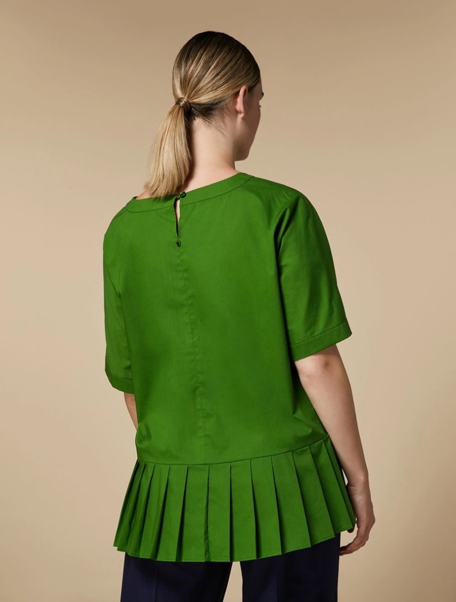 Cotton Poplin Blouse Green New