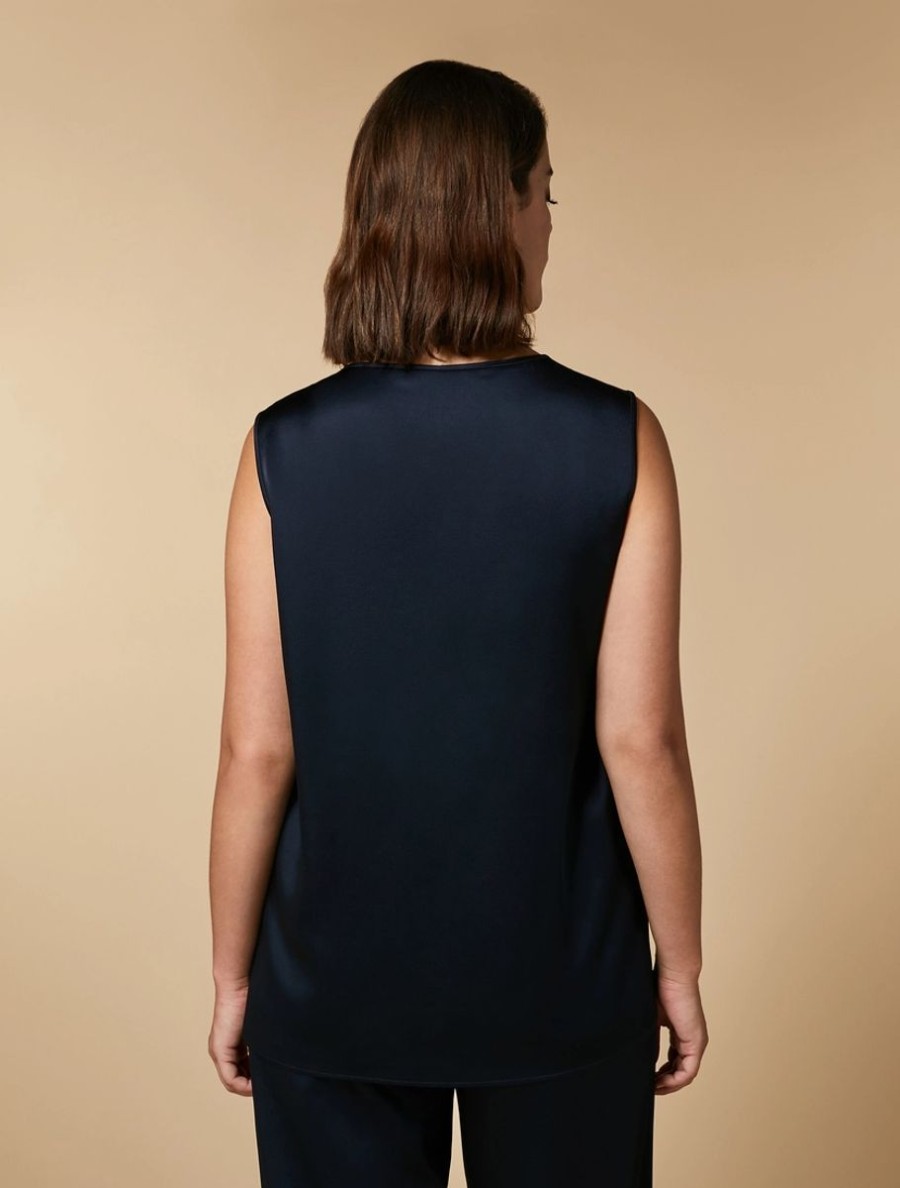 Shiny Fabric Top Dark Navy Online