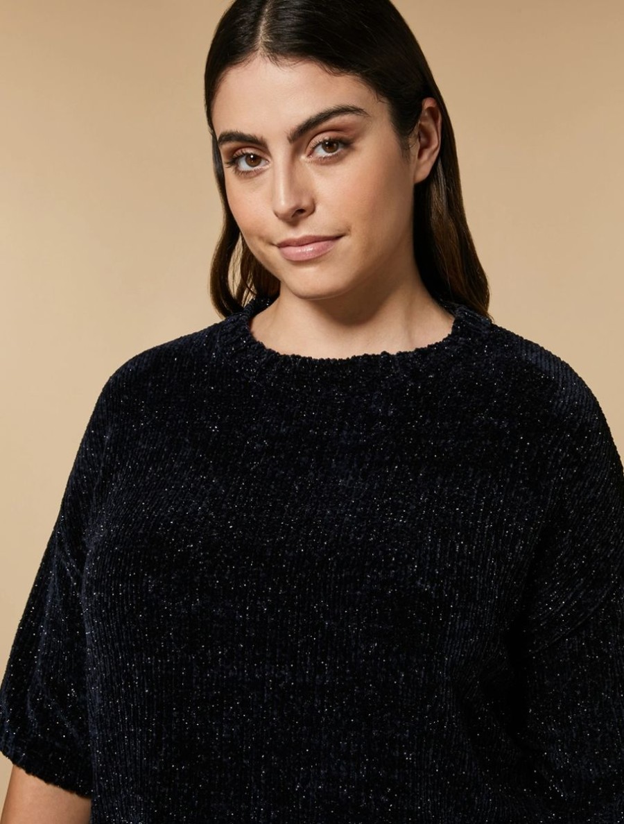 Lurex Chenille Sweater Dark Navy Wholesale