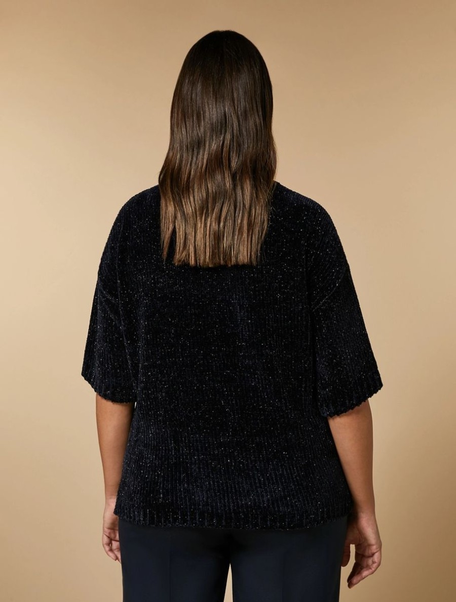 Lurex Chenille Sweater Dark Navy Wholesale