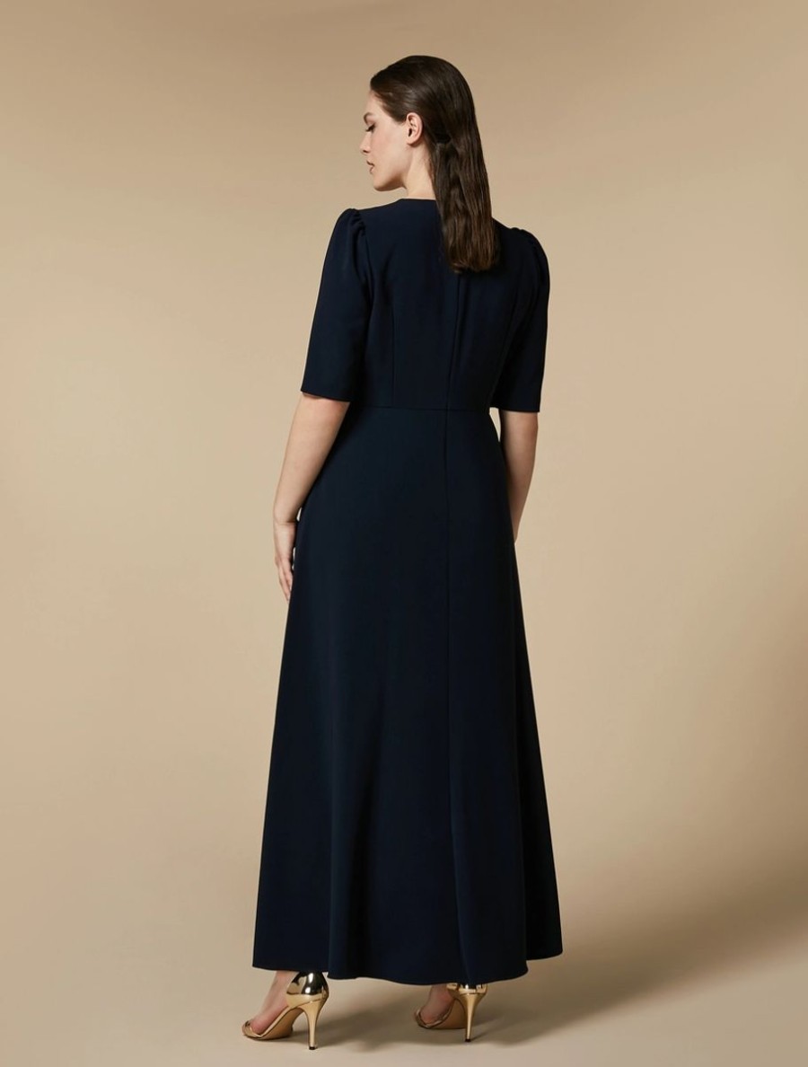 Long Triacetate Dress Dark Navy New