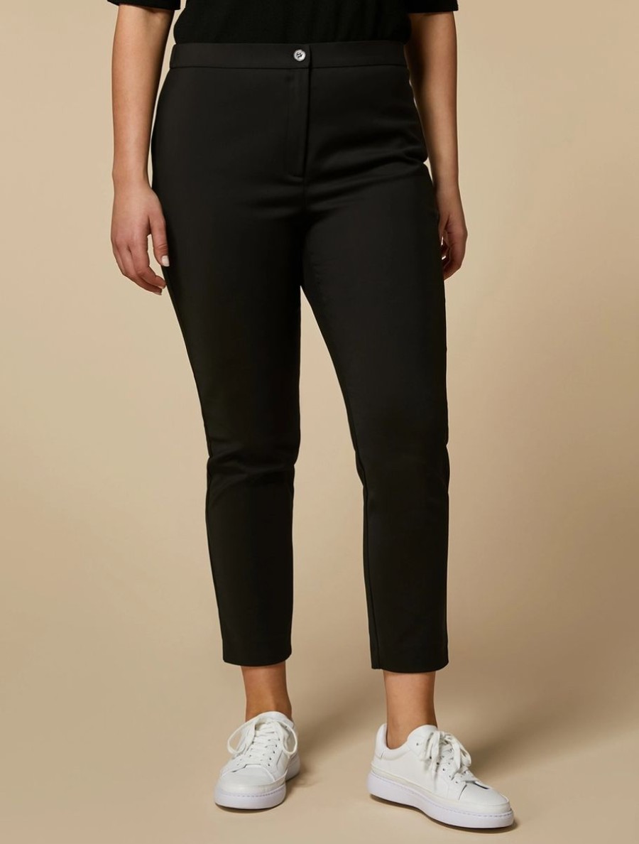 Cotton Canvas Slim Trousers Black Clearance