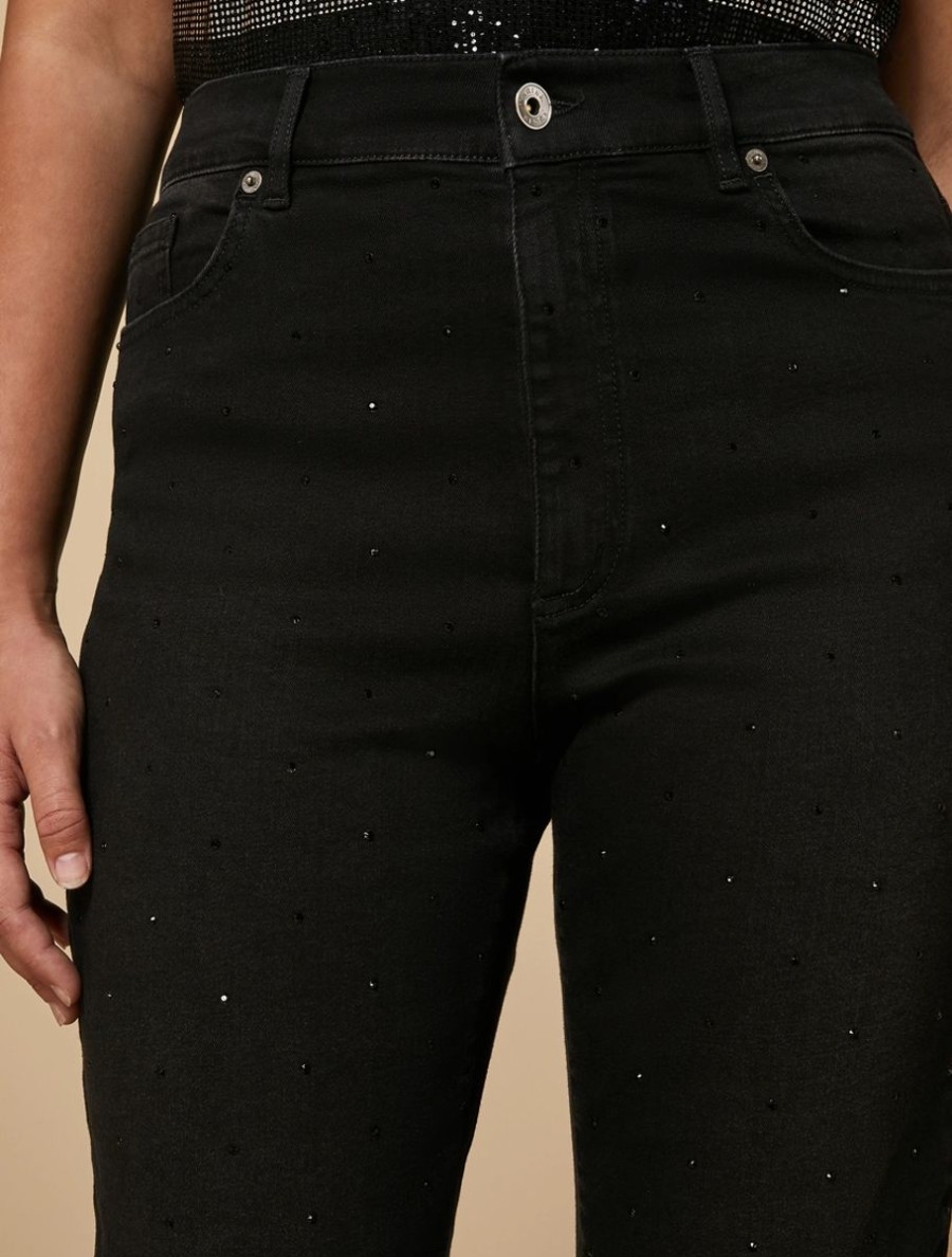 Regular Jeans With Rhinestones Black Online