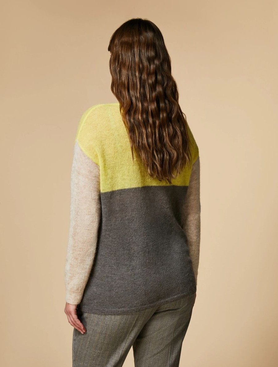 Colourblock Alpaca Sweater Medium Grey Clearance