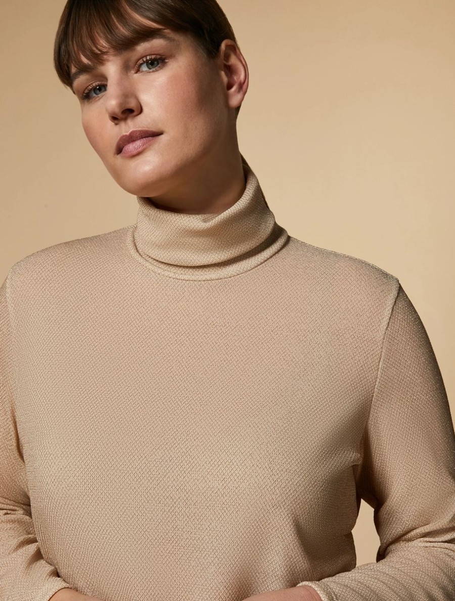 Lurex Jersey Turtleneck Sweater White Best