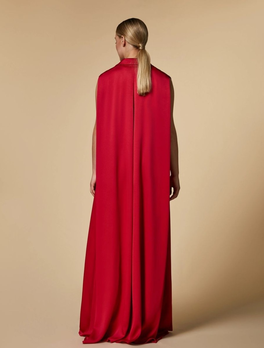 Long Envers Satin Dress Red New