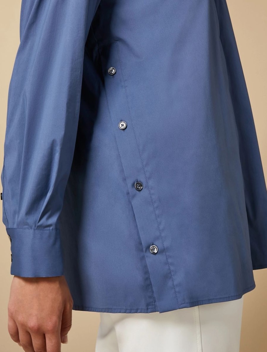 Cotton-Blend Poplin Shirt Ski Blue Hot