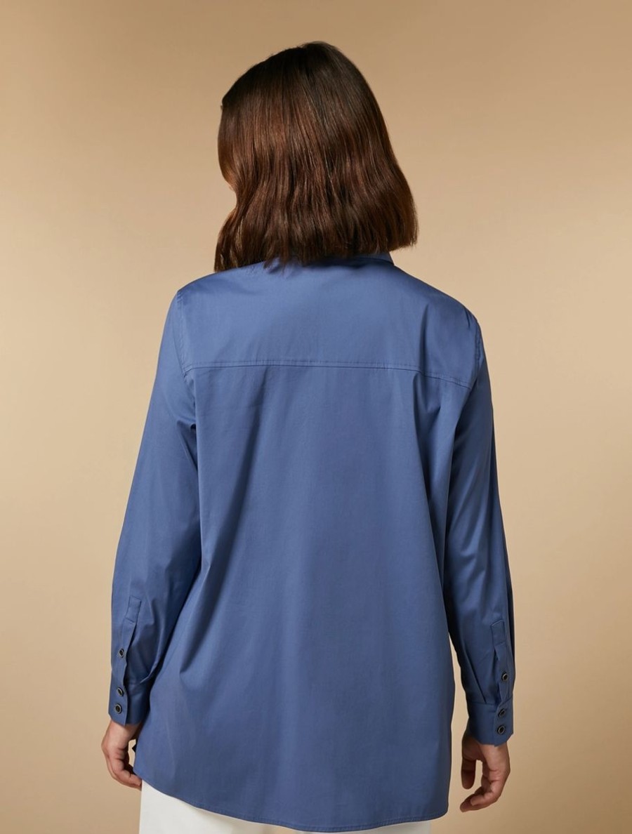 Cotton-Blend Poplin Shirt Ski Blue Hot