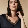 Blouse With Lace Details Dark Navy New