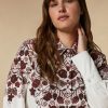 Print-Adorned Poplin Shirt Red Wholesale