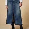 Long Denim Skirt Ski Blue Hot